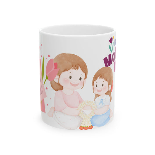 Mother's Day Ceramic Mug - Cute Mom and Daughter Design, Perfect Gift for Moms