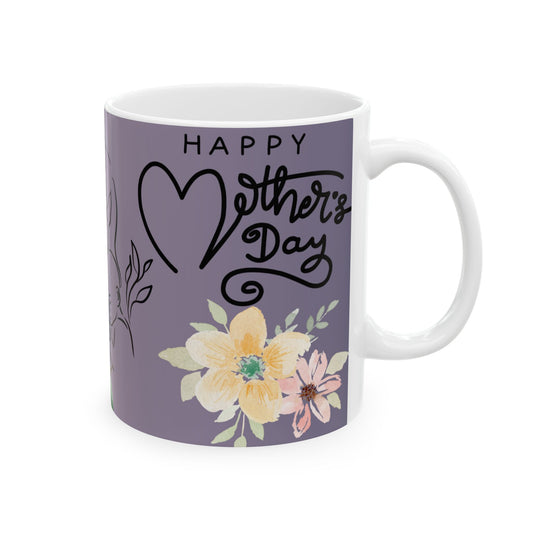 Floral Mother's Day Ceramic Mug - Perfect Gift for Mom, Elegant Tea Cup, Personalized Coffee Mug, Birthday Present, Housewarming Gift