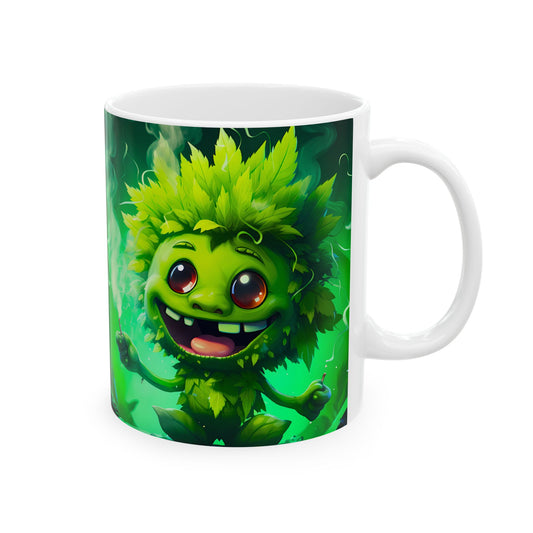 Whimsical Green Monster Ceramic Mug