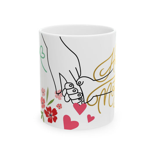 Happy Mother's Day Ceramic Mug - Cute Floral Design for Moms