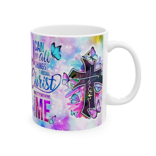 Inspirational Ceramic Mug - "I Can Do All Things Through Christ" - Faith & Motivation Gift