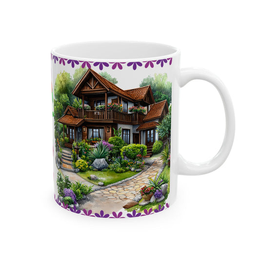 Whimsical Garden Ceramic Mug - 11oz Perfect for Nature Lovers