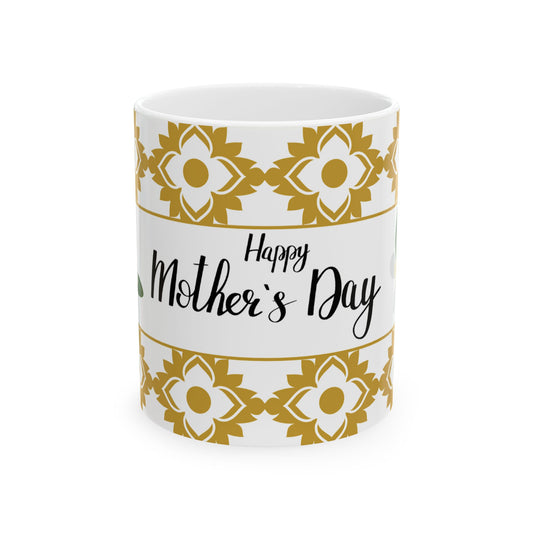 Happy Mother's Day Floral Ceramic Mug - Perfect Gift for Mom