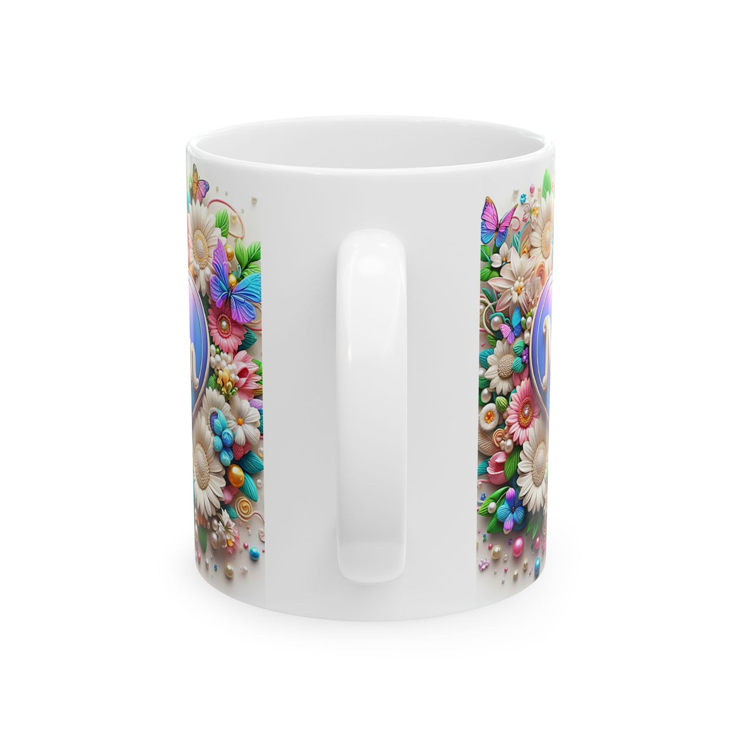 Floral Butterflies Mug - Colorful Ceramic Coffee Cup for Mother's Day and Spring Celebrations