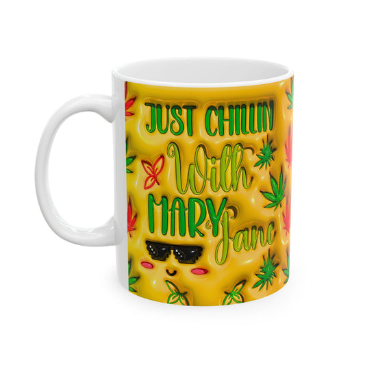 Stay Chill Ceramic Mug - Perfect for Coffee Lovers & Cannabis Enthusiasts