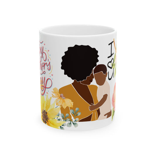 Mother's Day Floral Ceramic Mug - I Love You