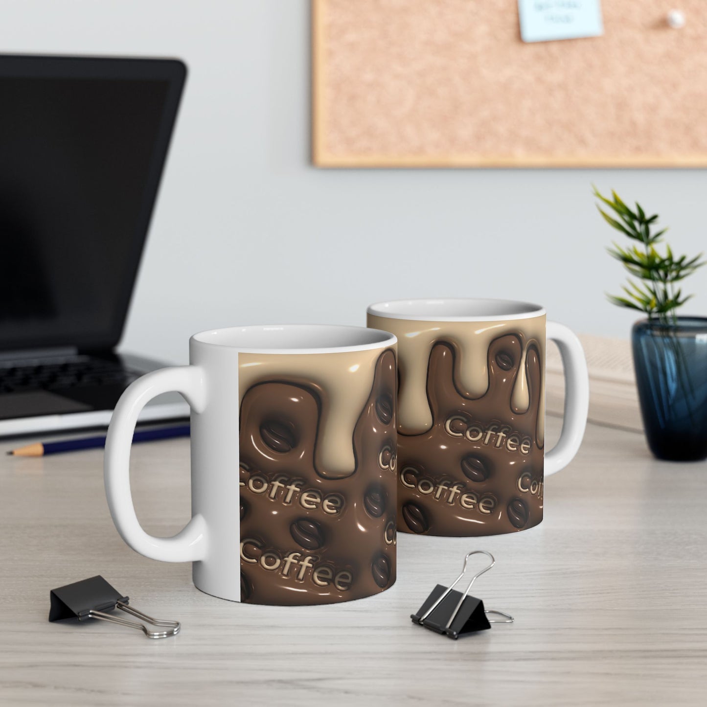 Coffee Drizzle Ceramic Mug - Fun Hot Beverage Cup for Coffee Lovers
