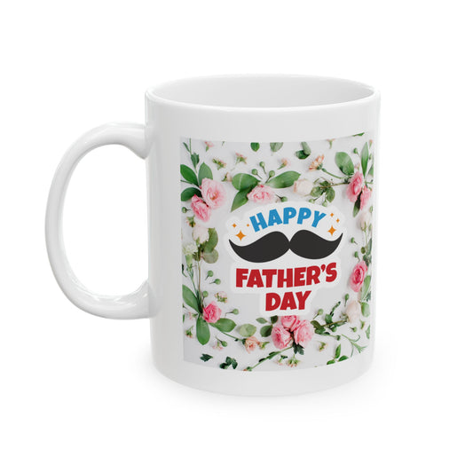Floral Father's Day Ceramic Mug - Perfect Gift for Dad