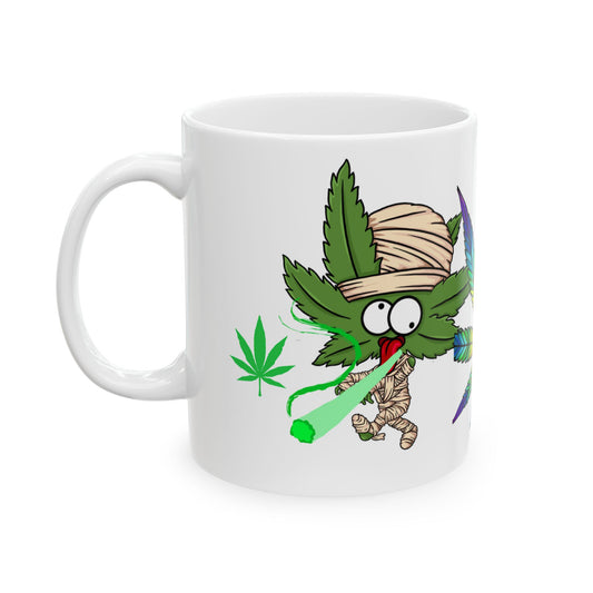Colorful Cannabis-Themed Ceramic Mug for Herb Enthusiasts