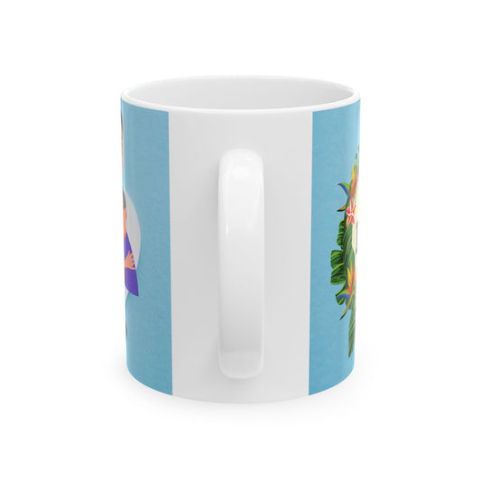 Happy Father's Day Ceramic Mug - Unique Floral Design for Dad