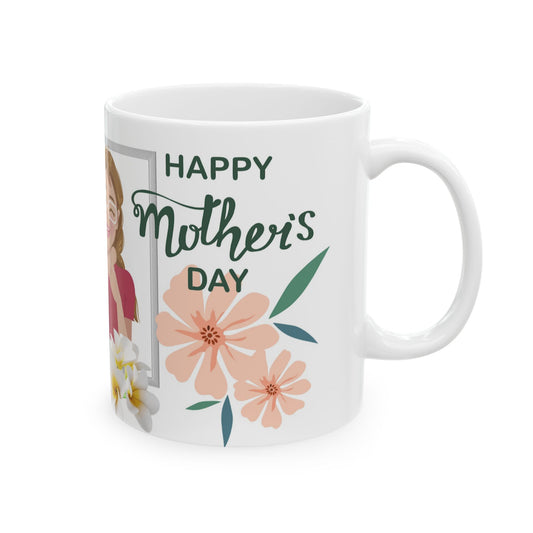 Personalized Mother's Day Ceramic Mug – Floral Design, 11oz