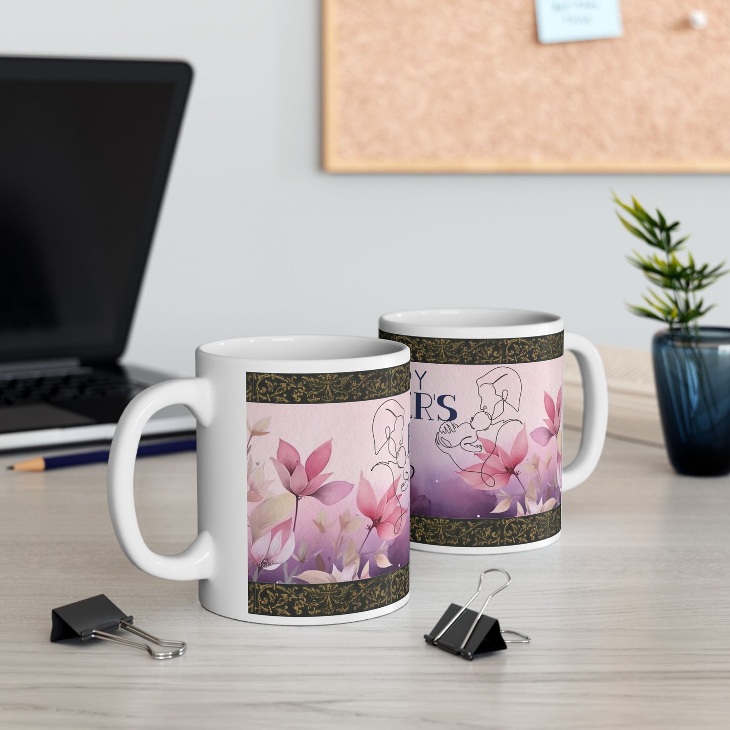Happy Father's Day Ceramic Mug - Gift for Dad with Floral Design