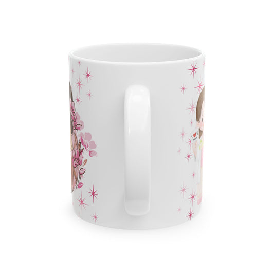 Happy Mother's Day Ceramic Mug - Floral Design Gift for Mom, 11oz