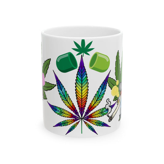 Colorful Cannabis Ceramic Mug - Perfect for Smokers & Chill Vibes