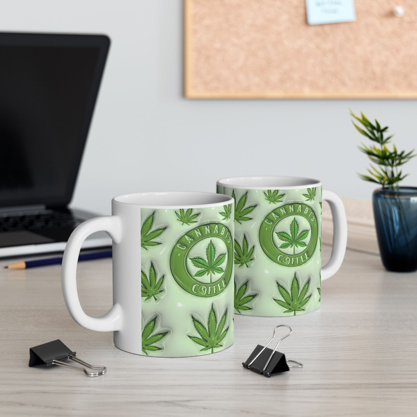 Cannabis Leaf Ceramic Mug - Perfect for Coffee Lovers, Stoner Gifts, Unique Kitchen Decor, and Greenery Enthusiasts