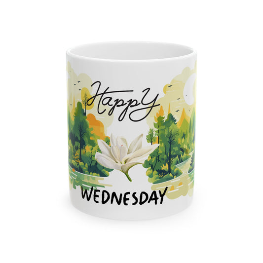 Nature-Inspired Happy Wednesday Ceramic Mug