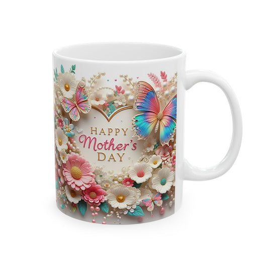 Whimsical Floral Butterfly Ceramic Mug – Perfect for Springtime Sips