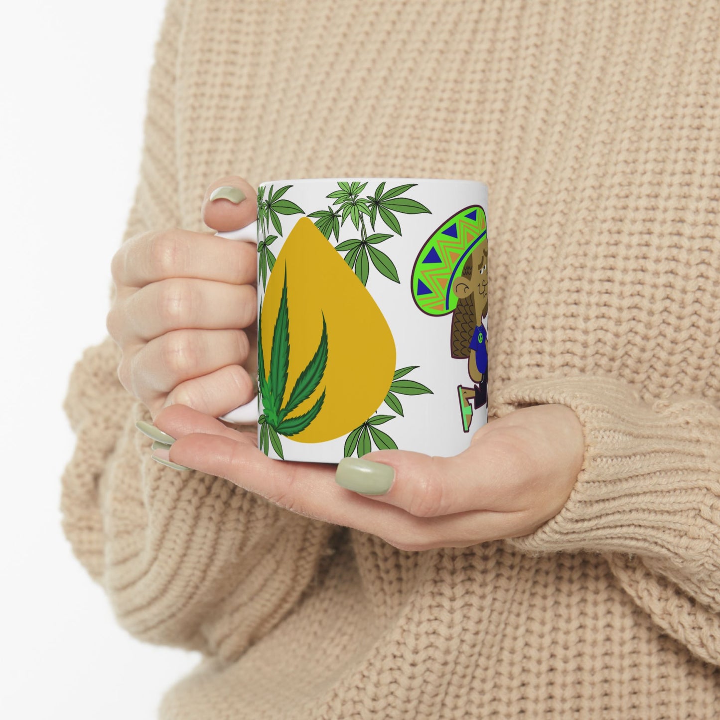 Peaceful Vibes Ceramic Mug - Funky Rasta Design for Relaxation