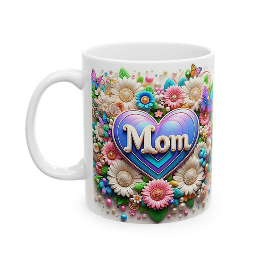Floral Butterflies Mug - Colorful Ceramic Coffee Cup for Mother's Day and Spring Celebrations