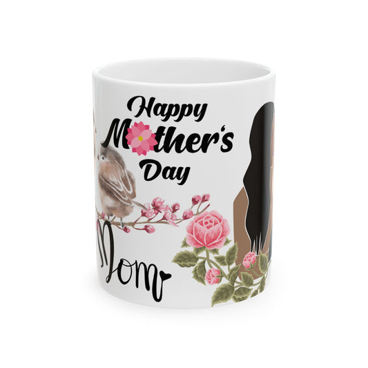Happy Mother's Day Ceramic Mug - Floral Design Gift for Mom