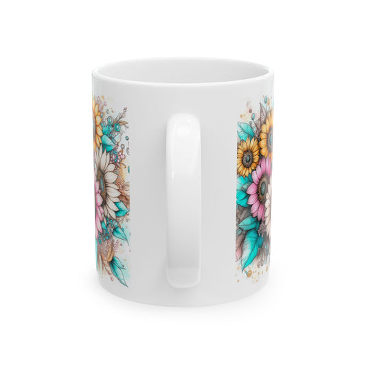 Inspiring Floral Ceramic Mug - Motivational Quotes for Positivity