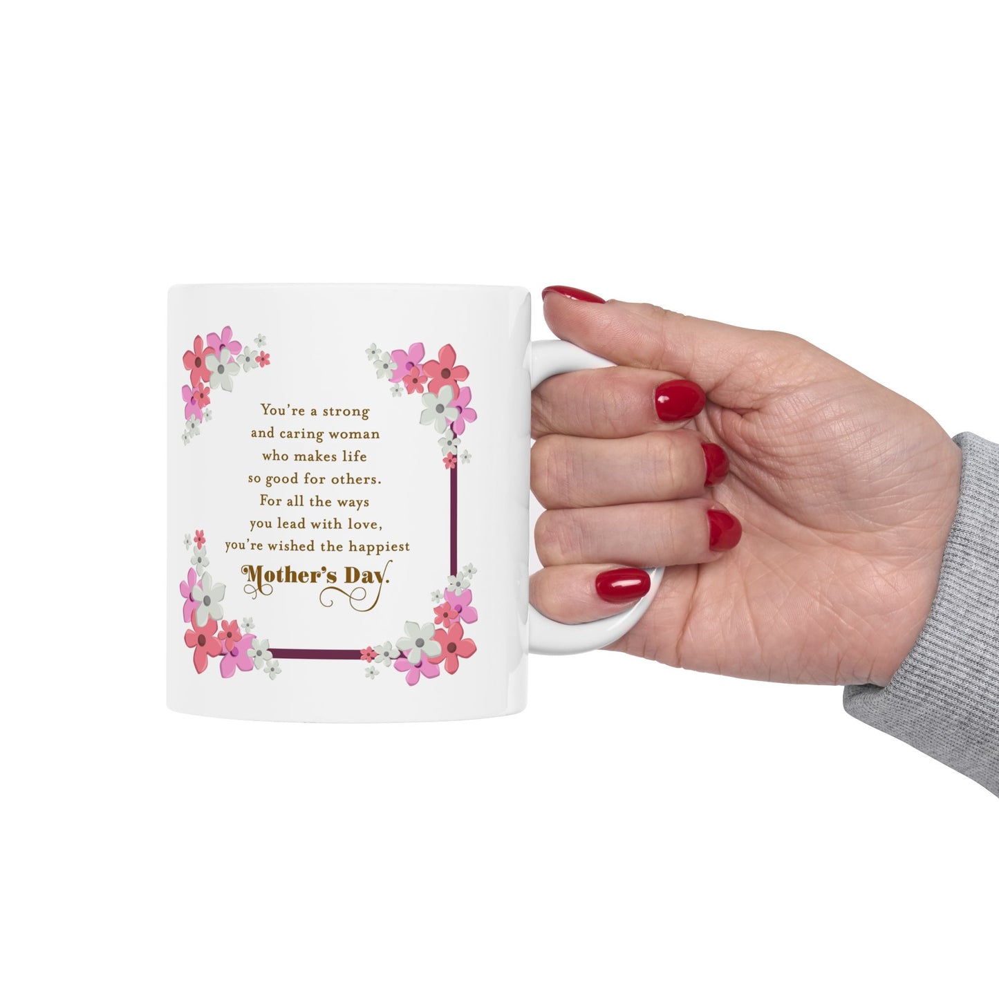 Happy Mother's Day Floral Ceramic Mug - Perfect Gift for Mom