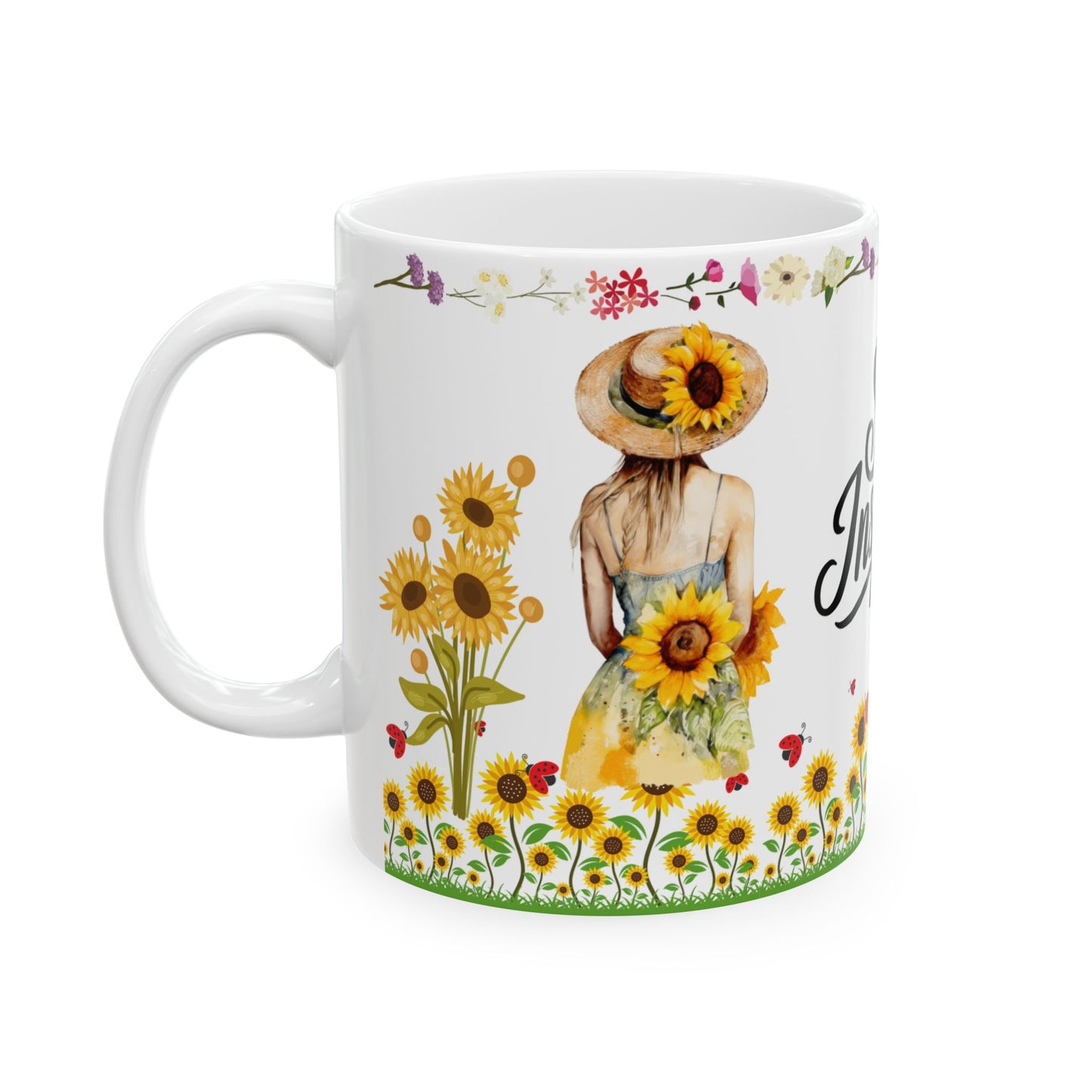 Stay Inspired Floral Ceramic Mug - 11oz Perfect Gift for Garden Lovers