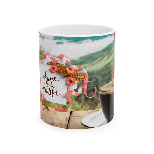 Choose to Be Grateful Ceramic Mug - Inspiring 11oz Coffee Cup for Daily Motivation
