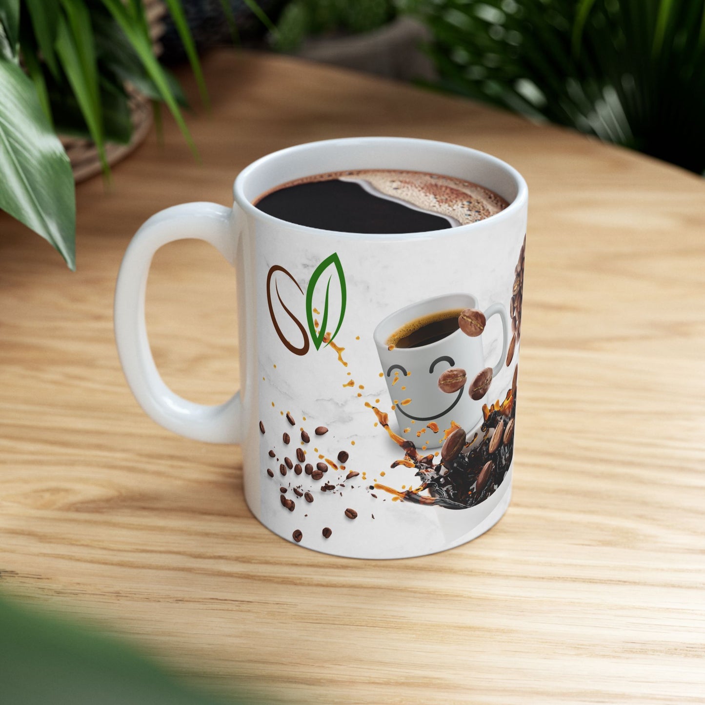 Coffee Lover's Ceramic Mug - Heart Coffee Design - Perfect for Café Time