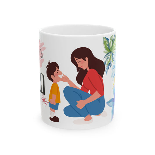 Mom Love Floral Ceramic Mug - Perfect Gift for Mother's Day & Special Occasions