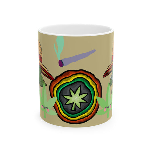 Colorful Cannabis Ceramic Mug - 11oz Perfect for Stoners & Nature Lovers