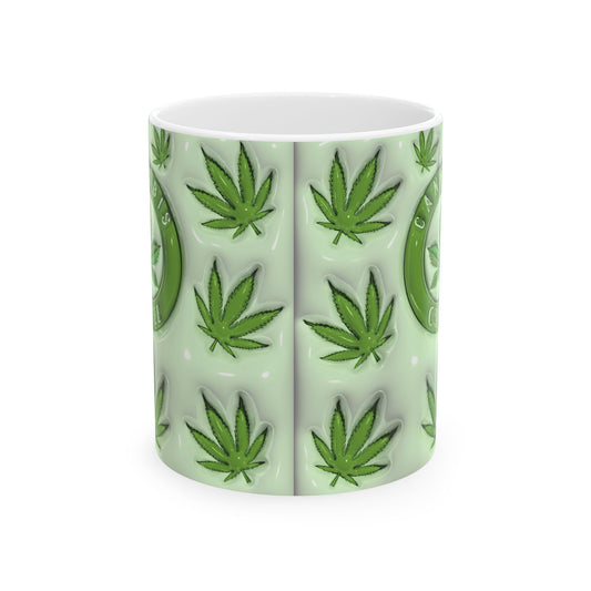 Cannabis Leaf Ceramic Mug - Perfect for Coffee Lovers, Stoner Gifts, Unique Kitchen Decor, and Greenery Enthusiasts