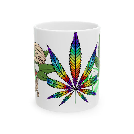 Colorful Cannabis-Themed Ceramic Mug for Herb Enthusiasts