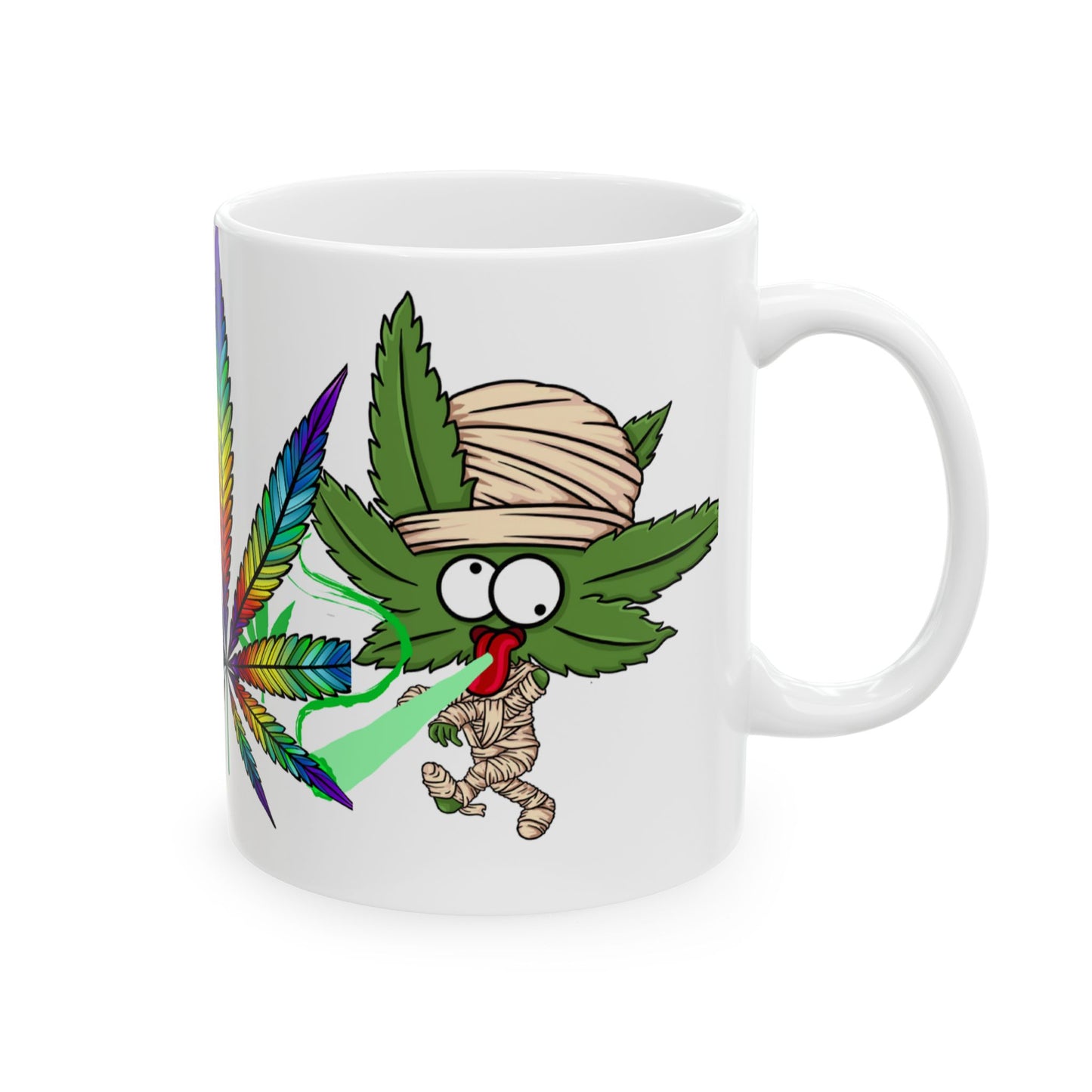Colorful Cannabis-Themed Ceramic Mug for Herb Enthusiasts