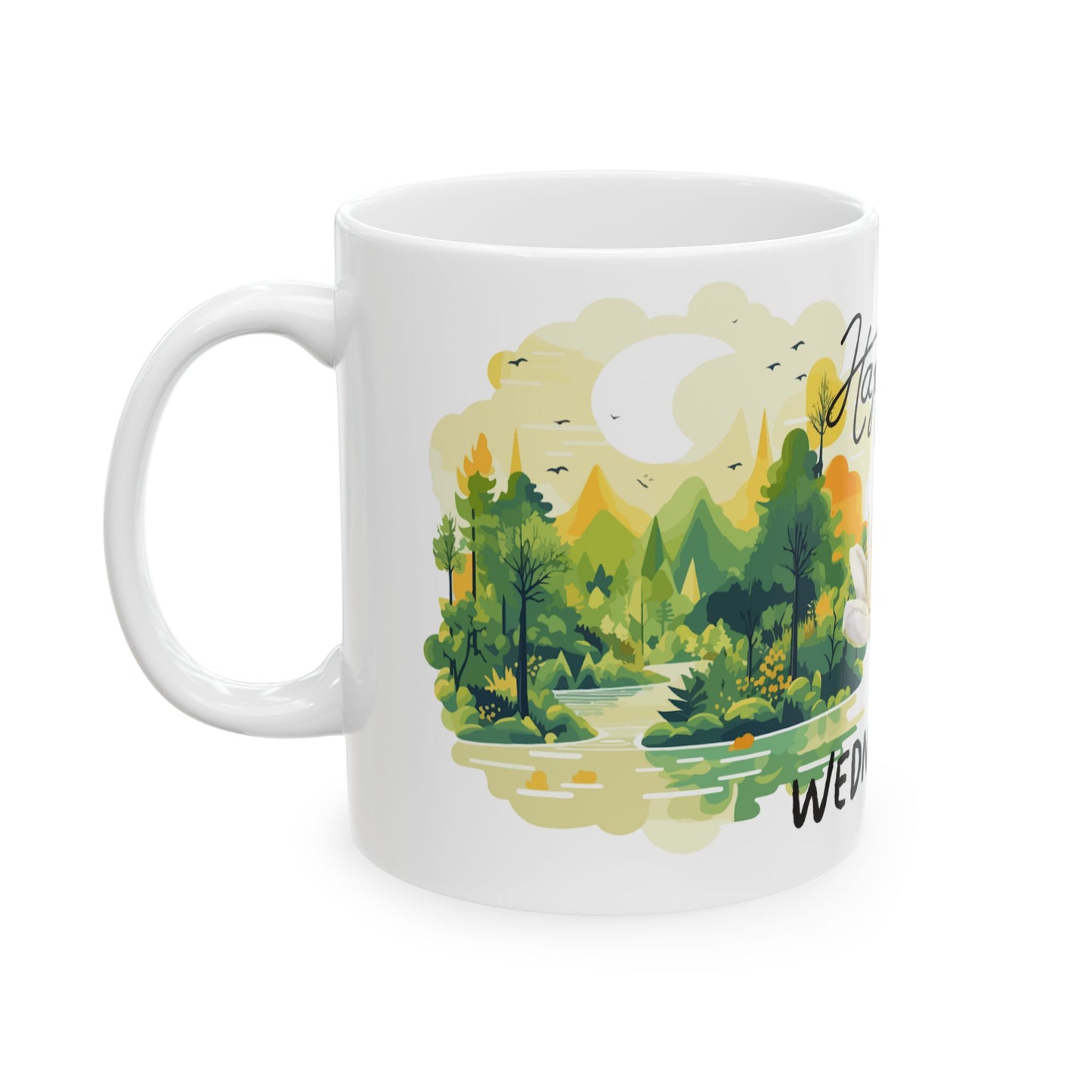 Nature-Inspired Happy Wednesday Ceramic Mug
