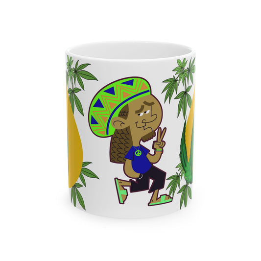 Peaceful Vibes Ceramic Mug - Funky Rasta Design for Relaxation