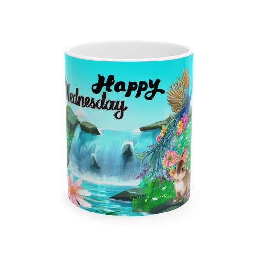 Happy Wednesday Ceramic Mug - 11oz Colorful Nature Design