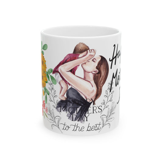 Mother's Day Ceramic Mug - Floral Design - Gift for Mom