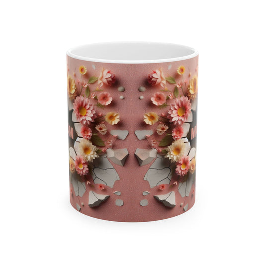 Floral Breakthrough Ceramic Mug - 11oz