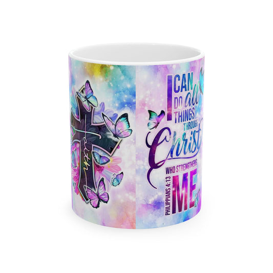 Inspirational Ceramic Mug - "I Can Do All Things Through Christ" - Faith & Motivation Gift