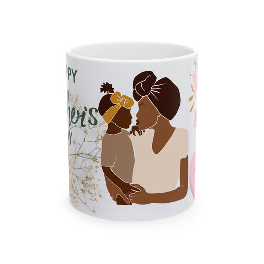 Happy Mother's Day Ceramic Mug - Floral Design for Mom