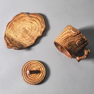 Artisan Handmade Stoneware Tree Trunk Coffee Mug