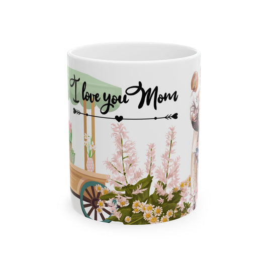 Floral Bouquet Ceramic Mug - 'I Love You Mom' - Perfect Gift for Mother's Day