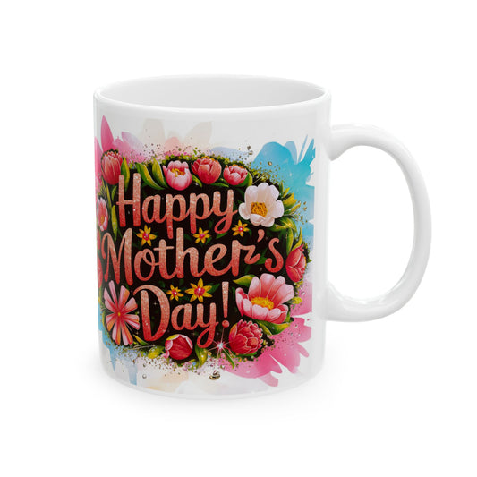 Happy Mother's Day Floral Ceramic Mug - Perfect Gift for Moms