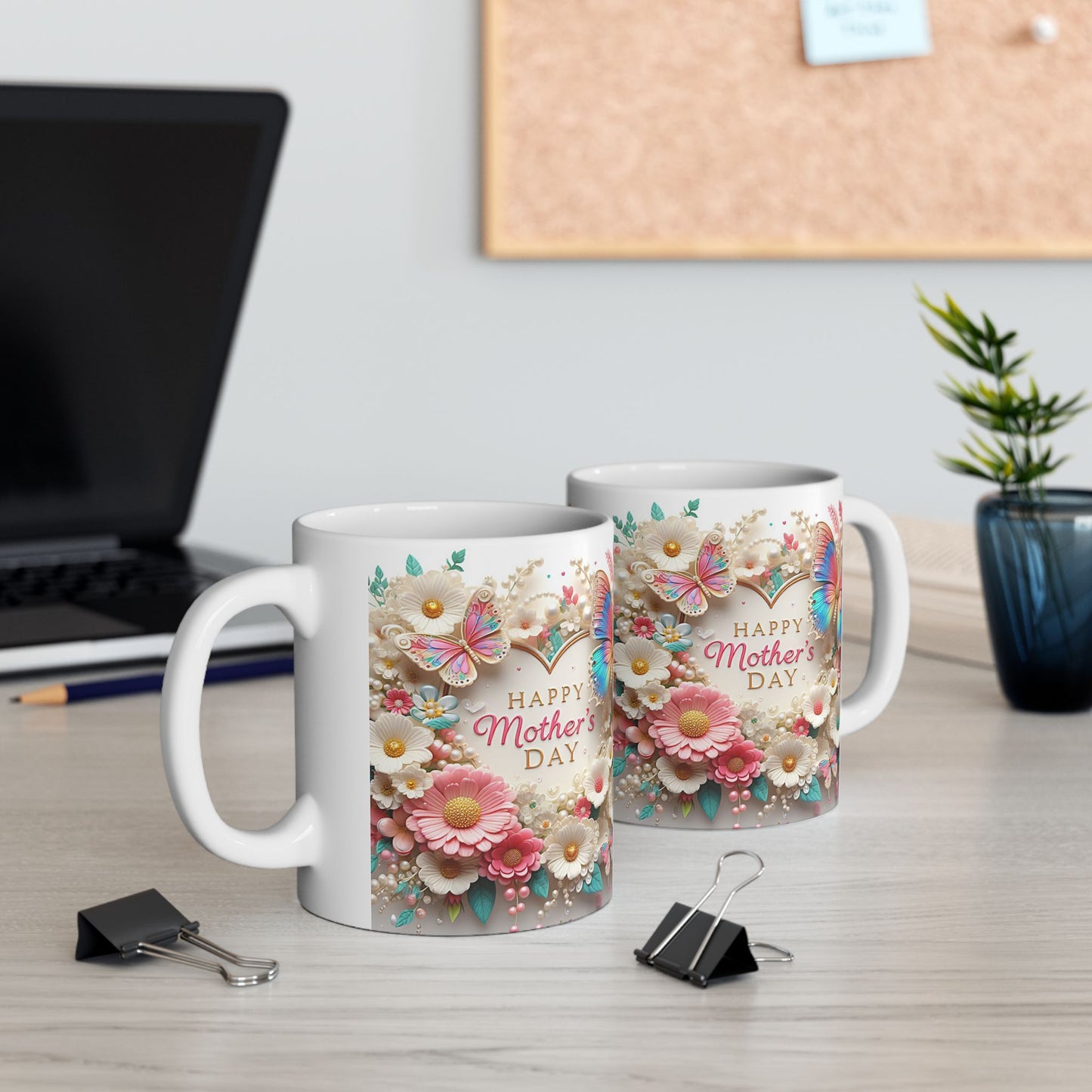 Whimsical Floral Butterfly Ceramic Mug – Perfect for Springtime Sips