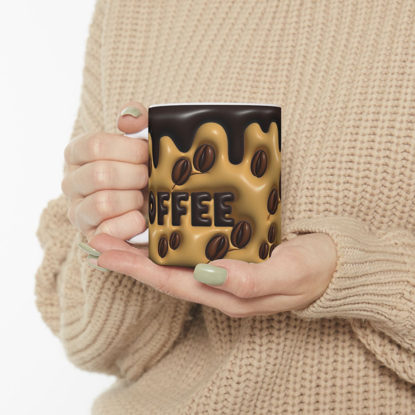 Coffee Lover Ceramic Mug - Dripping Chocolate Design 11oz