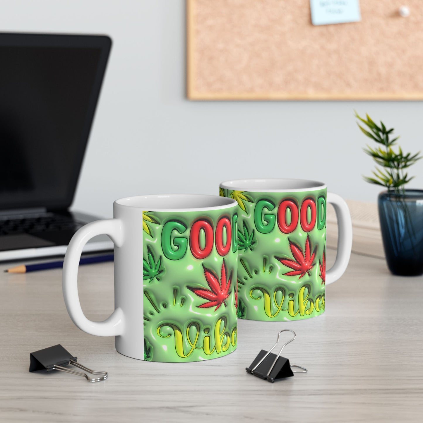 Good Vibes Ceramic Mug - 11oz Perfect for Cannabis Enthusiasts