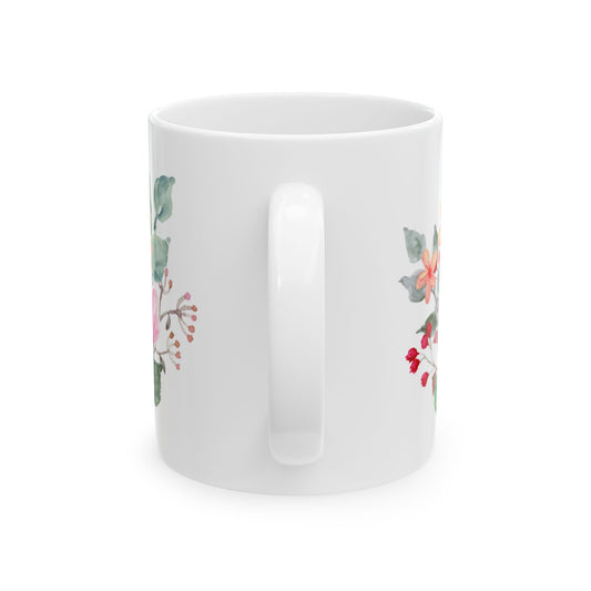 Happy Mother's Day Ceramic Mug - Floral Design, Perfect Gift for Mom