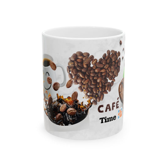 Coffee Lover's Ceramic Mug - Heart Coffee Design - Perfect for Café Time