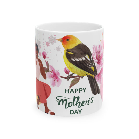 Happy Mother's Day Ceramic Mug - Floral Design, Perfect Gift for Mom